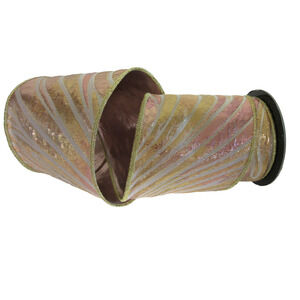Pink & Orange Burnt Out Velvet 4" x 5 yds Wire Edge Ribbon d.stevens